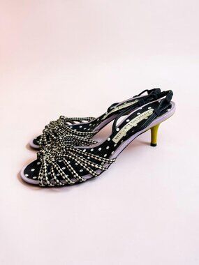 CHRISTIAN LACROIX Vintage Multicolor Slingback Sandals Heels Size 38 / 7.5